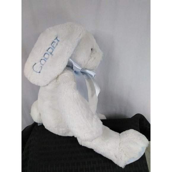 Bearington Collection Personalized Name "Cooper" 17" White/Blue Rabbit plushie - Picture 7 of 12